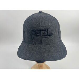 Petzl Logo Snapback Hat Mens One Size Gray Wool Blend Flat Brim Climbing Cap